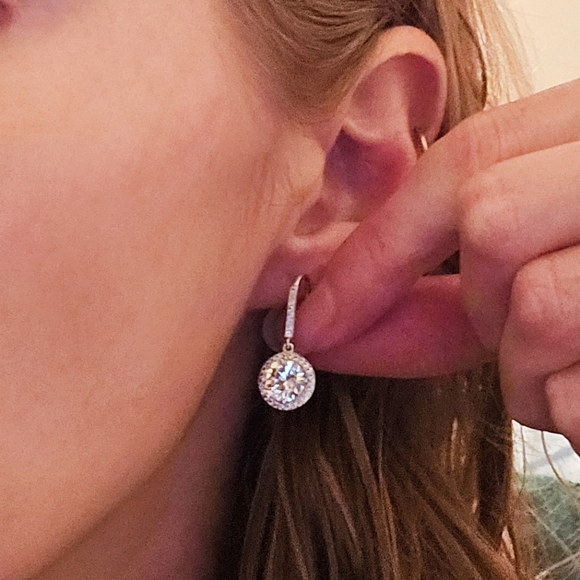 NEW Aurate White Gold Vermeil Sparkling Drop Earrings - Picture 7 of 7